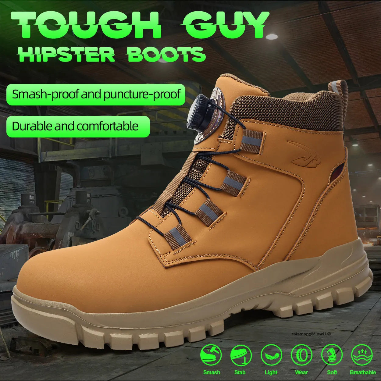 Rotating Button Work Shoes for Men Anti Puncture Protective Boots Sneakers Waterproof Work Safety Shoes Non Slip Steel Toe shoes