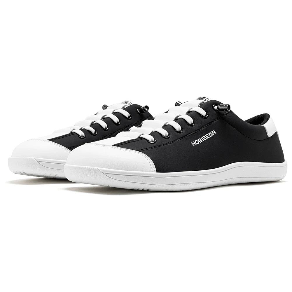 HOBIBEAR Unisex Barefoot Wide Toe Shoes Women Men Artificial Leather Minimalist Sneakers Adjustable Slip On Walking Shoes