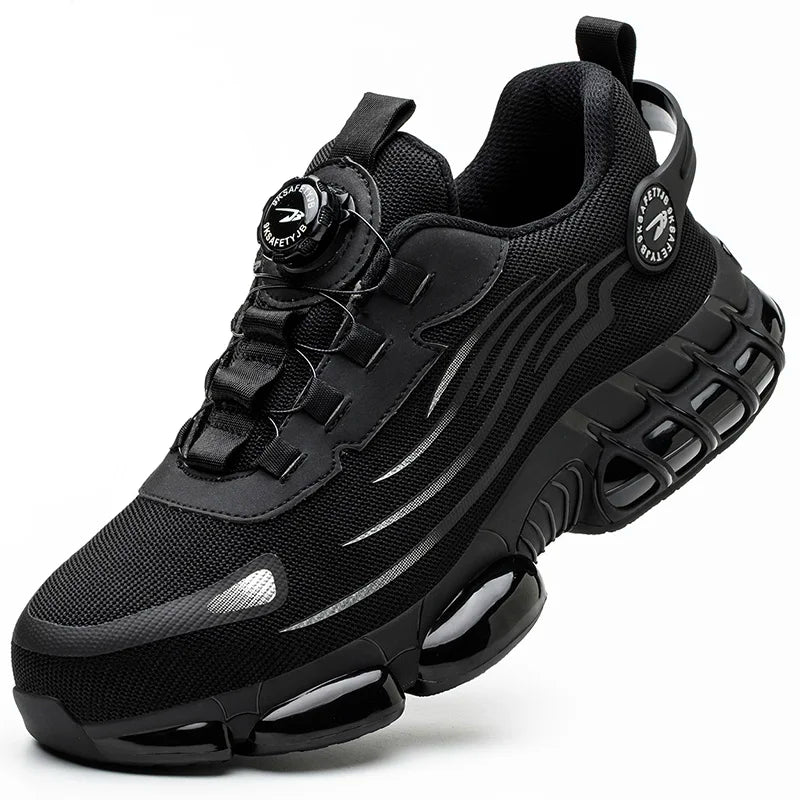 Men Rotating Button Safety Shoes Steel Toe Work Sneakers Indestructible Shoes Puncture-Proof Work Boots Air Cushion Safety Shoes