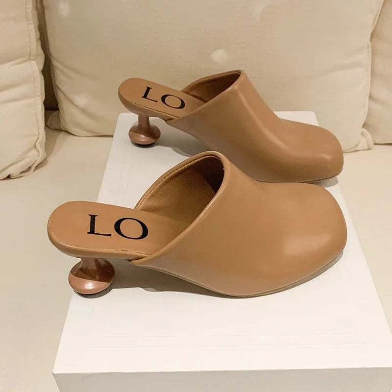 Elegant High Heels Slippers Designer Women's Sandals Fashion Mules Shoes 2025 Pumps Dress Flip Flops Party Sandalias De Mujer
