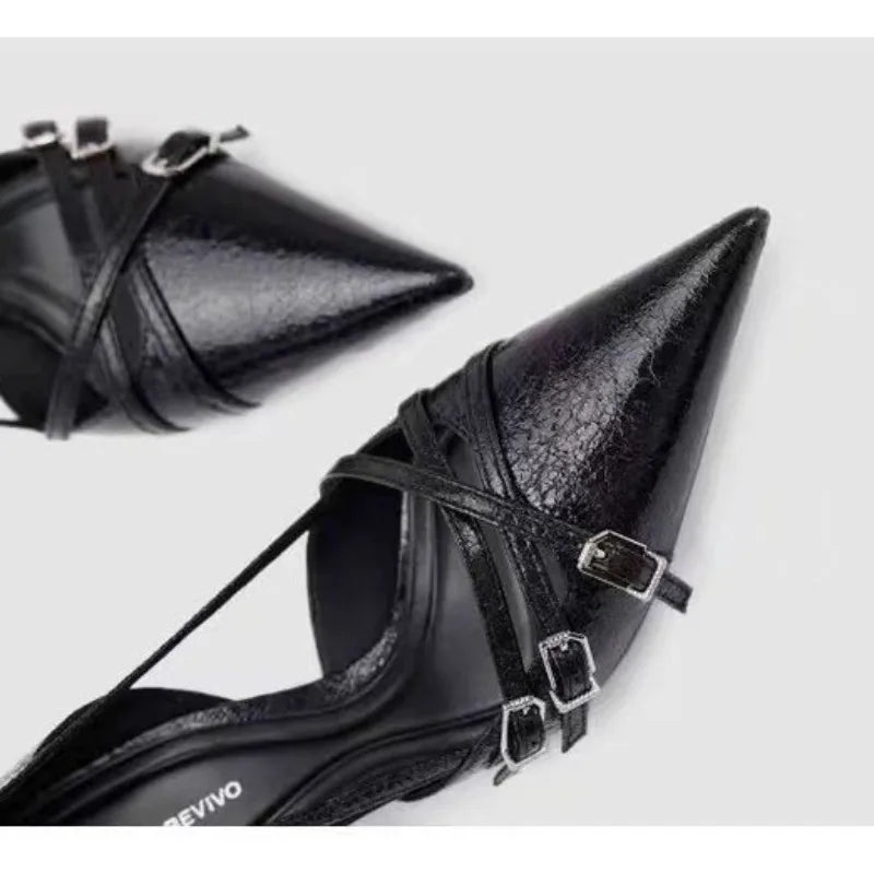 Pointed Toe High Heels Women Heeled Sandals Shoes Summer 2025 Trend Brand Sexy Party Pumps Shallow Leather Sandalias De Mujer