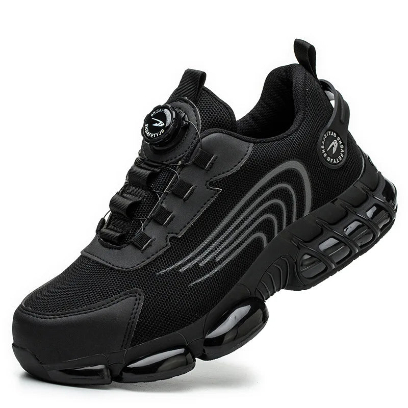 Men Rotating Button Safety Shoes Steel Toe Work Sneakers Indestructible Shoes Puncture-Proof Work Boots Air Cushion Safety Shoes