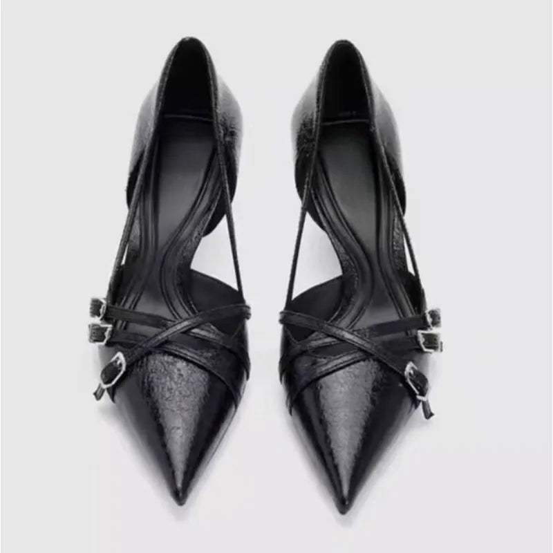 Pointed Toe High Heels Women Heeled Sandals Shoes Summer 2025 Trend Brand Sexy Party Pumps Shallow Leather Sandalias De Mujer