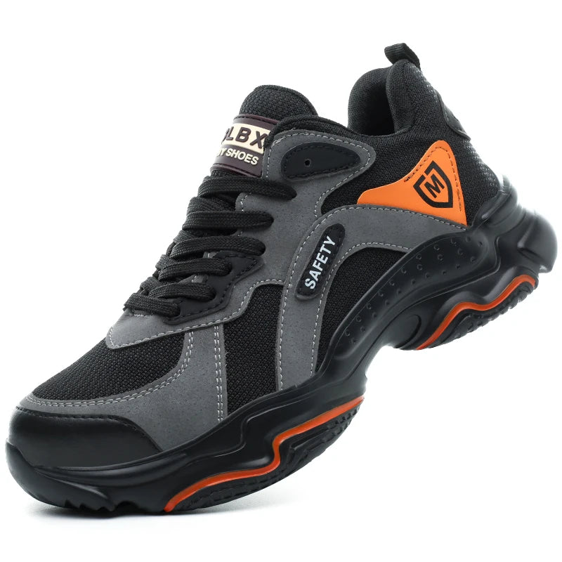 Men Rotating Button Safety Shoes Steel Toe Work Sneakers Indestructible Shoes Puncture-Proof Work Boots Air Cushion Safety Shoes