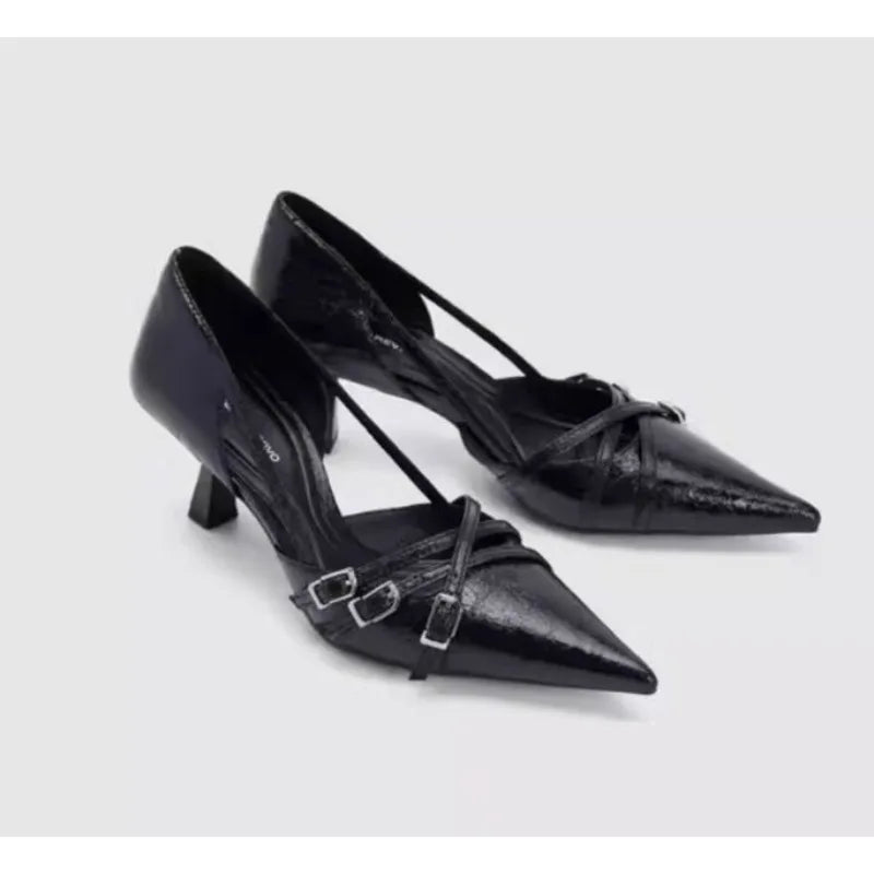 Pointed Toe High Heels Women Heeled Sandals Shoes Summer 2025 Trend Brand Sexy Party Pumps Shallow Leather Sandalias De Mujer